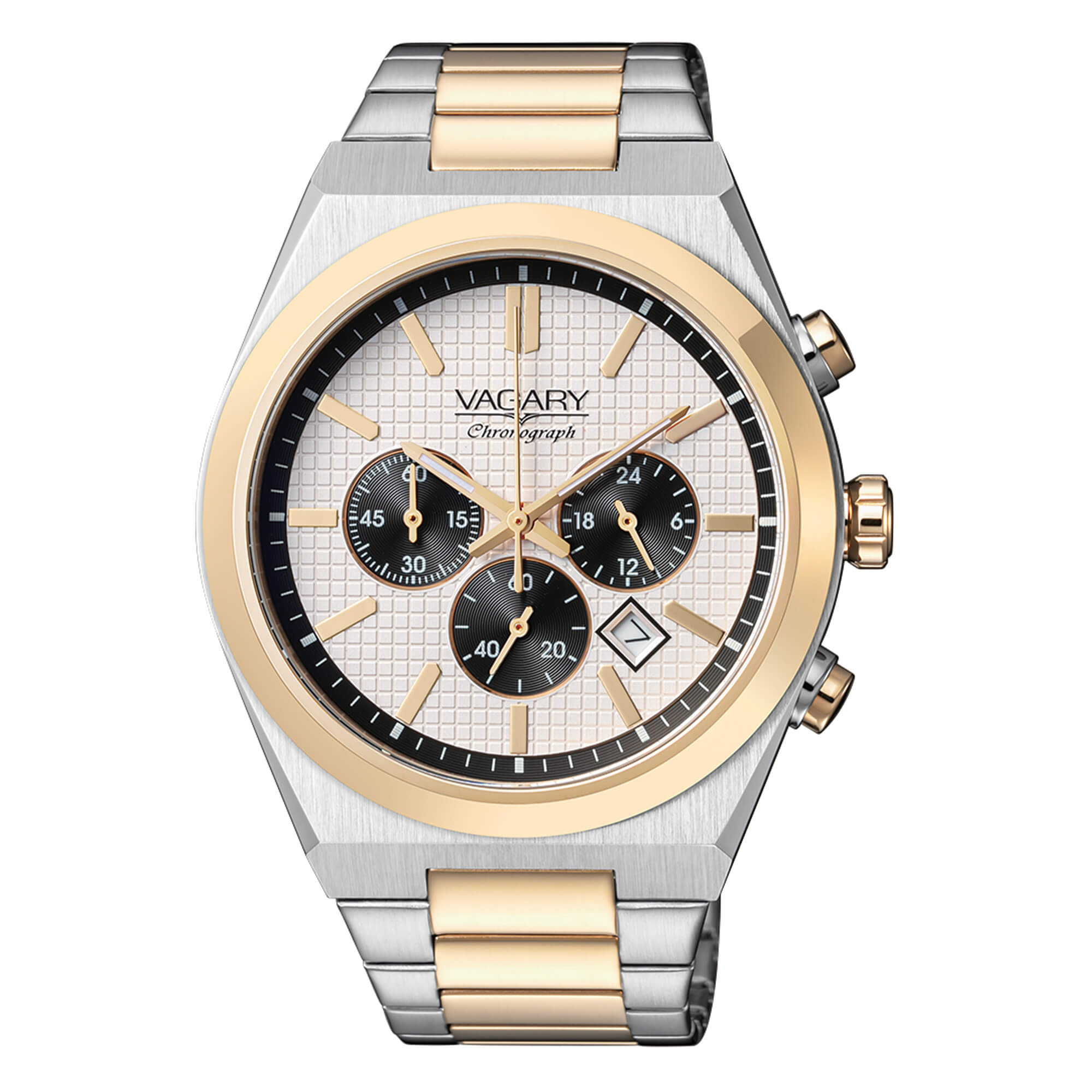 Orphelia Orologio Uomo Quarzo Acciaio Inossidabile OR22970717 - Cassa 43mm, Quadrante Bianco, Cinturino Rosa Oro, Funzioni Multifunzione